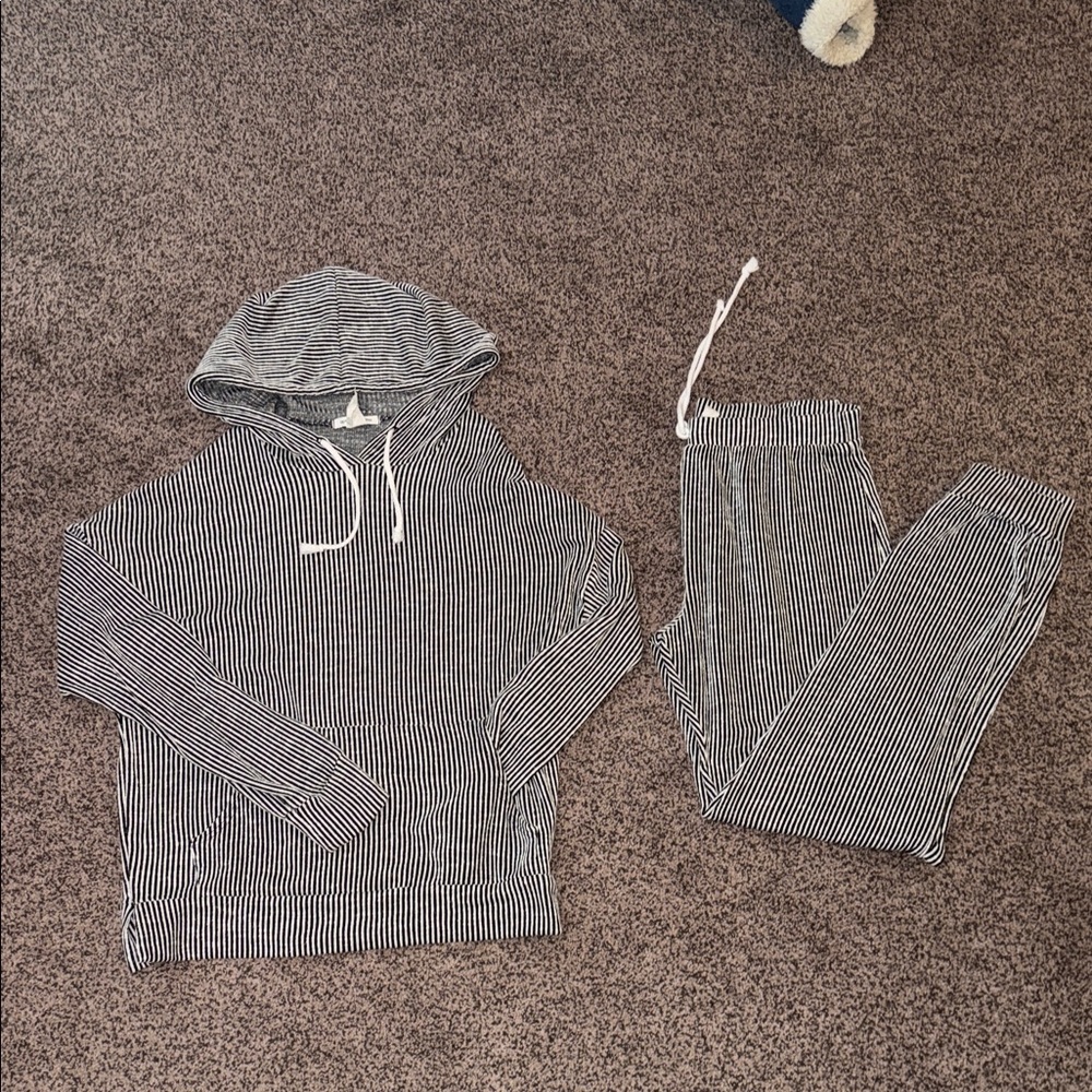 Caution To The Wind Black and White Striped Hoodie